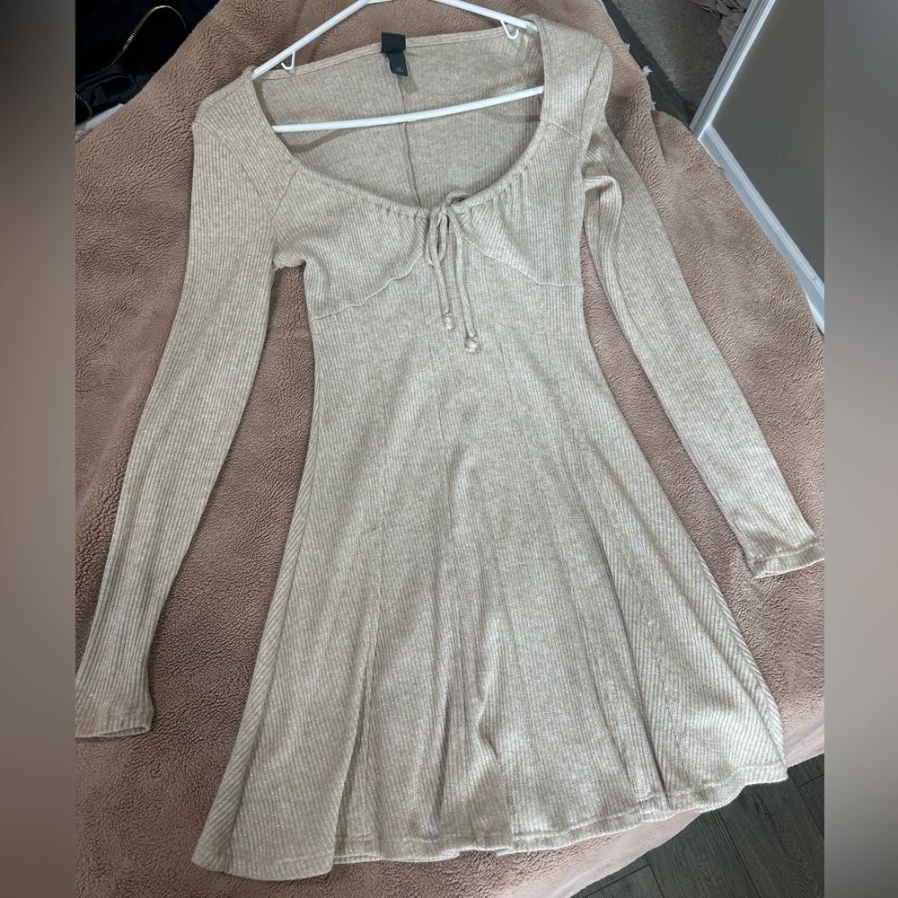 Beige Long Sleeve Dress